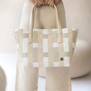 Handed By- Color Block Shopper Size Ecru White Mix