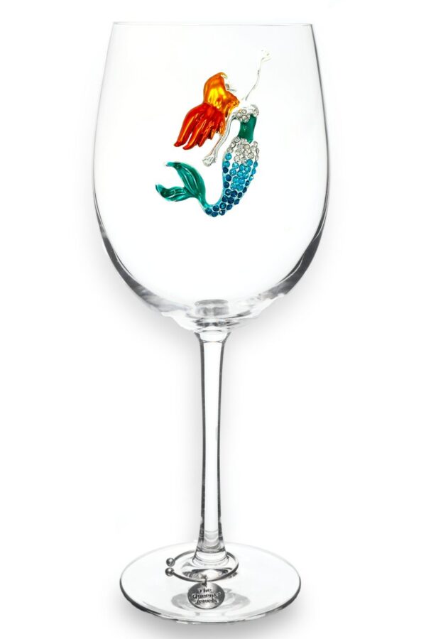 The Queens Jewels- Red Headed Mermaid Stemmed Wine Glass